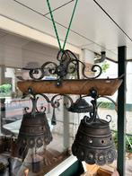 Boerderij hanglamp gietijzer/hout, Ophalen of Verzenden