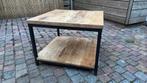 Salontafel hout en staal 60x60x45, Ophalen, 50 tot 100 cm, Vierkant, 50 tot 100 cm