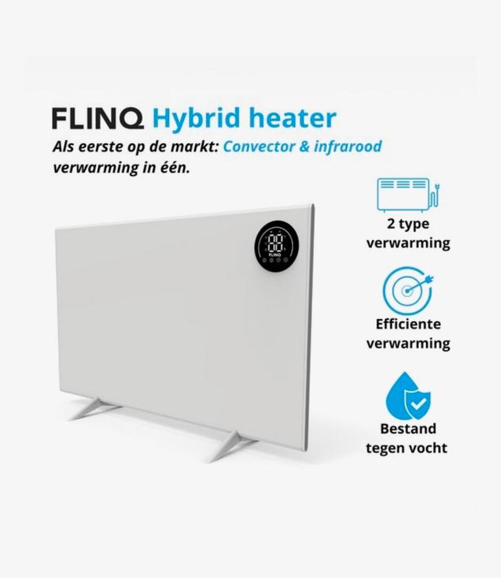 FlinQ Slimme Hybrid Verwarming 800W - Infrarood & Convector, Huis en Inrichting, Kachels, Nieuw, Vrijstaand, Overige soorten, Elektrisch