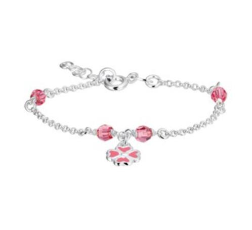 Zilveren kinderarmbandje met Klavertje Vier - verstelbaar, Sieraden, Tassen en Uiterlijk, Kindersieraden, Nieuw, Armband, Roze