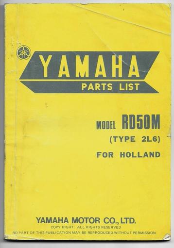 Yamaha RD50 DX type 353 Europa Parts List (4369z) beschikbaar voor biedingen