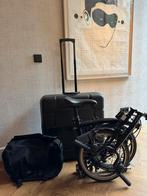 Brompton vouwfiets zwart met reiskoffer en fietstas, Fietsen en Brommers, Fietsen | Vouwfietsen, Ophalen, Brompton, Versnellingen