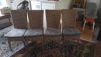 4 rieten eetkamerstoelen, Huis en Inrichting, Stoelen, Ophalen, Gebruikt, Bruin