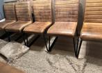 6 luxe stoere leren Industriële Goossens LEDA stoelen, Huis en Inrichting, Stoelen, Zwart, Leer, Ophalen of Verzenden, Zo goed als nieuw