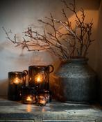 Puur wonen 5 windlichten chocolate bruin windlicht kandelaar, Huis en Inrichting, Woonaccessoires | Kandelaars en Kaarsen, Ophalen