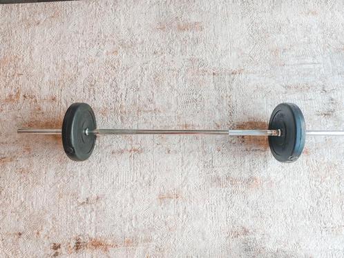 Halterset – halterstang + 2x 10 kg gewichten, Sport en Fitness, Fitnessmaterialen, Zo goed als nieuw, Halterset, Ophalen