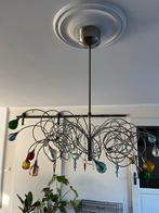 Moderne Hanglamp RVS & Kleurrijk Glas - 12 Kapjes, Huis en Inrichting, Lampen | Hanglampen, Ophalen, Zo goed als nieuw, Metaal