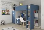 Jules hoogslaper plus met bureau en kast - 90x200 - Blauw, Niet ingevuld, Niet ingevuld, Niet ingevuld