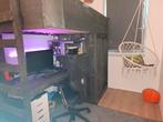 Steigerhouten hoogslaper met ingebouwde kast en bureau Ferdy, Ophalen, Hoogslaper, Eenpersoons, Zo goed als nieuw