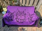 Gehaakte deken/plaid "Tribal cat", Ophalen of Verzenden, Zo goed als nieuw, Haken, Overige typen