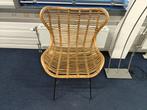Rotan loungestoel met stalen onderstel - vintage look, Ophalen, Gebruikt, Bruin, Vintage