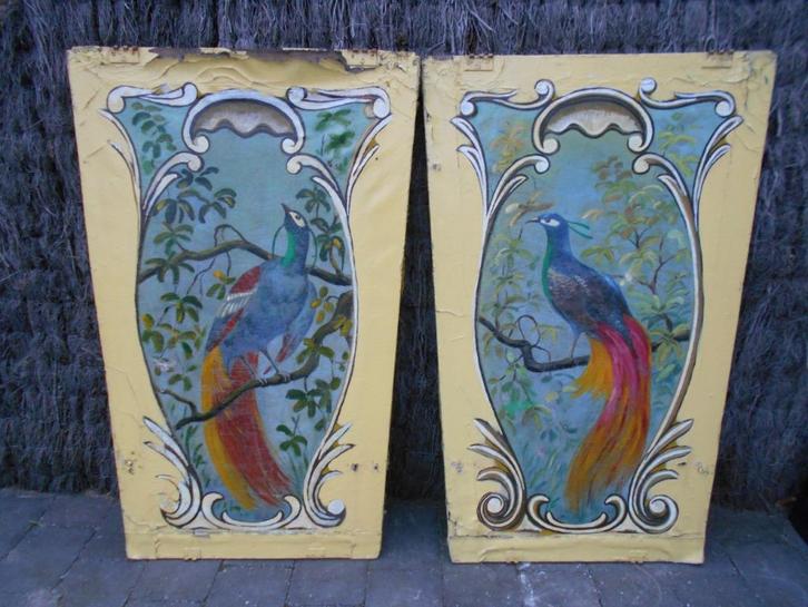 2 x grote panelen kermisattractie (1910-1930) art deco, Antiek en Kunst, Curiosa en Brocante, Verzenden
