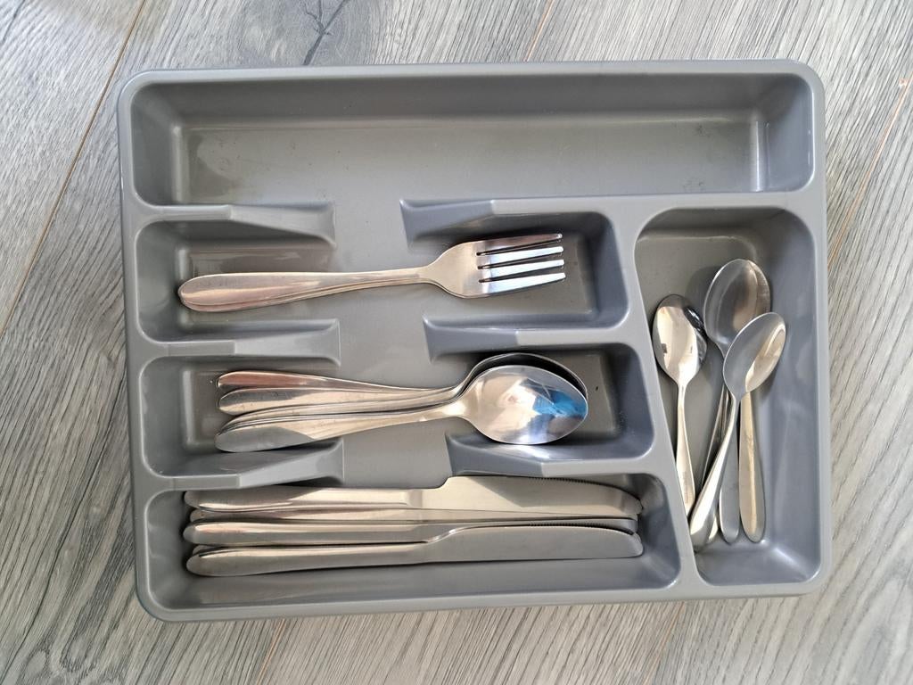 4 Delig bestek met bestekbak in zeer goede staat., Ophalen of Verzenden