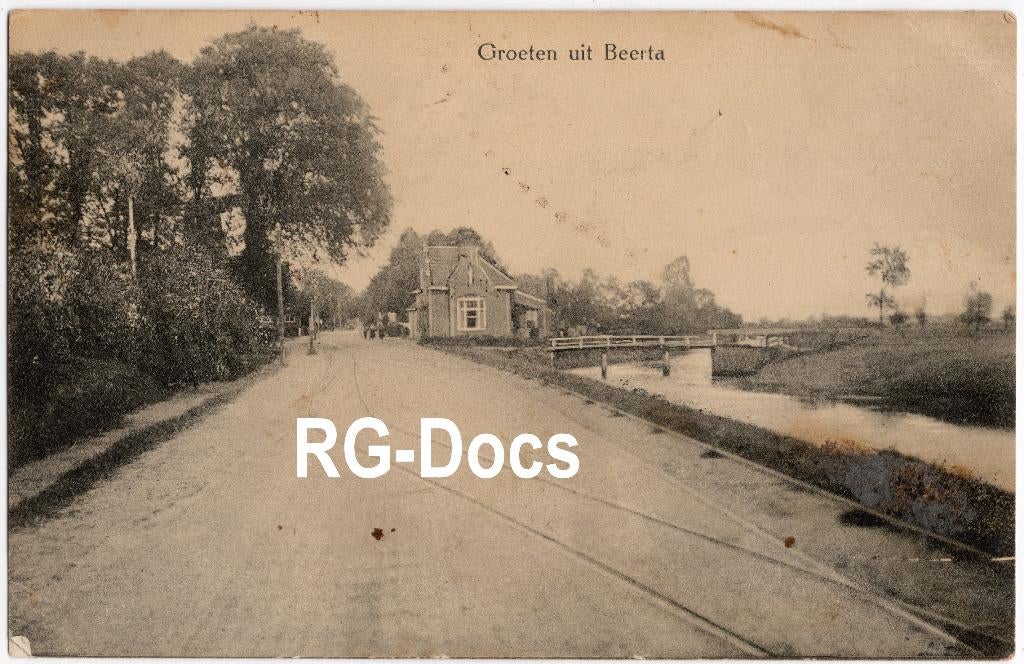 Ansichtkaart - Briefkaart Dorpsgezicht Tram Beerta - 1913, Verzamelen, Ansichtkaarten | Nederland, Gelopen, Groningen, Voor 1920