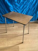 Retro Formica Tafel - Eettafel - Bruin - Vintage Keukentafel, Ophalen, Gebruikt, Tot twee personen, 50 tot 100 cm