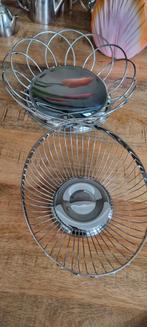2 !! LUXE WMF cromargan grote fruitschaal broodmand schaal, Overige materialen, Mand, Rond, Ophalen of Verzenden