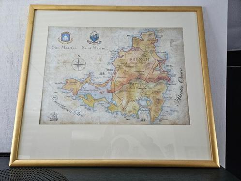 uit nalatenschap Sint Maarten fraai kaart van Sint Maarten, Boeken, Atlassen en Landkaarten, Zo goed als nieuw, Landkaart, 2000 tot heden