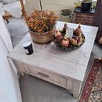 Salontafel eiken white wash, Ophalen, 100 tot 150 cm, Eikenhout, 50 tot 100 cm