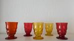 Gekleurde Franse Retro Vintage glazen rood oranje geel, Ophalen of Verzenden, Zo goed als nieuw
