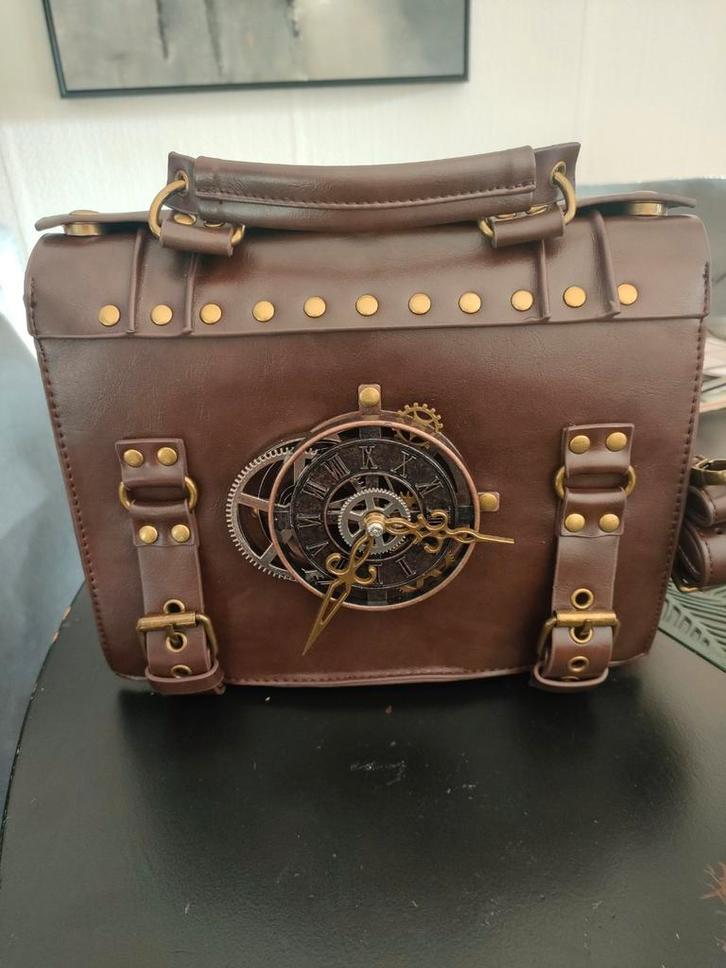 Gave hand/schouder tas klok, Sieraden, Tassen en Uiterlijk, Tassen | Damestassen, Nieuw, Handtas, Bruin, Ophalen of Verzenden