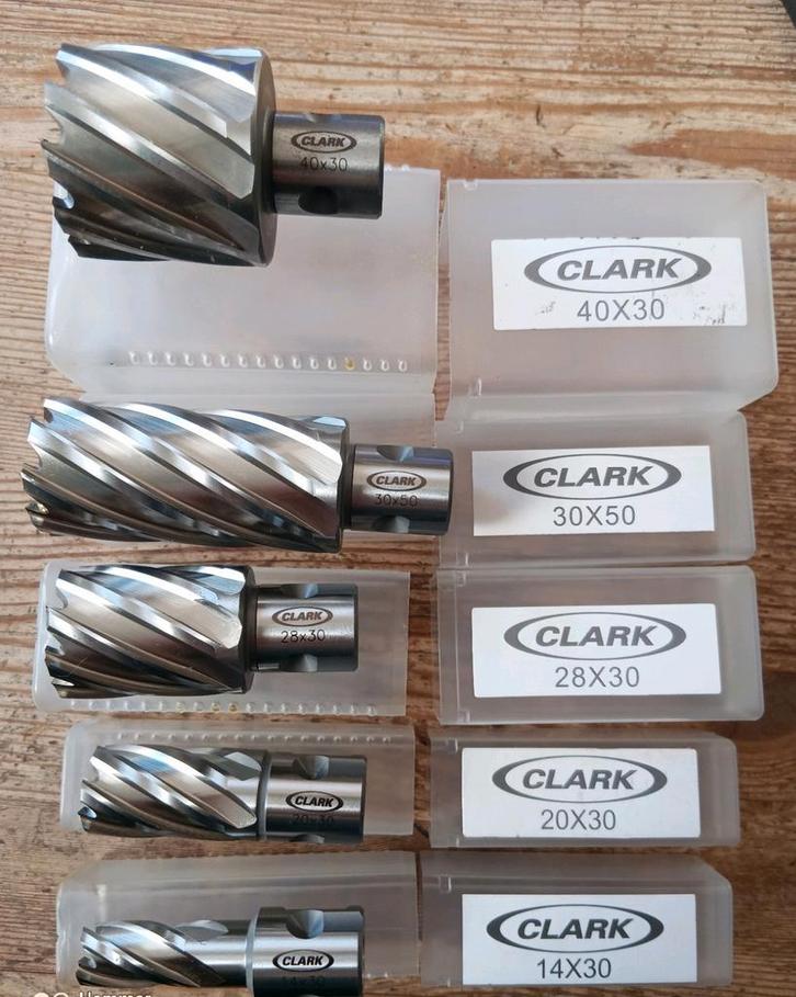 nieuwe zet van 5 x Clark hss kernboren, Doe-het-zelf en Verbouw, Draaibanken, Nieuw, Metaaldraaibank, Ophalen of Verzenden