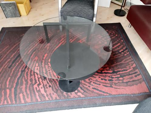 Ronde salontafel, Huis en Inrichting, Tafels | Salontafels, Gebruikt, Minder dan 50 cm, 50 tot 100 cm, 50 tot 100 cm, Rond, Glas