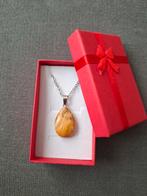 Ketting natuursteen hangers steen oranje zilver, Sieraden, Tassen en Uiterlijk, Kettingen, Met edelsteen, Nieuw, Oranje, Ophalen of Verzenden