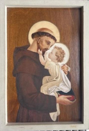 Geschilderde Sint Antonius in lijst 32x22x2,5cm 5 euro beschikbaar voor biedingen