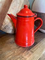 Brocante, vintage koffiepot rood emaille, Ophalen of Verzenden