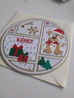 Ronde kerstkaart met stansjes hondje, Ophalen of Verzenden, Nieuw, Kerst