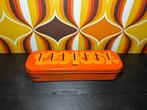Brabantia spaarblik oranje metaal met gele cijfers - retro, Ophalen of Verzenden, Huis en Inrichting