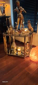 Retro Hollywood Regency Tafel Goud, Ophalen, Minder dan 50 cm, Gebruikt, Vierkant