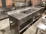 RVS Horeca Spoeltafel 2 bakken + voorspoel douche, Ophalen, Gebruikt, RVS Meubilair
