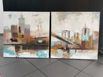 2 schilderijen van New York., 50 tot 75 cm, Ophalen of Verzenden, Zo goed als nieuw, Schilderij