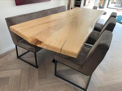 Boomstam tafel (255 cm) met spinpoot, Huis en Inrichting, Tafels | Eettafels, Gebruikt, 100 tot 150 cm, 200 cm of meer, Vijf personen of meer