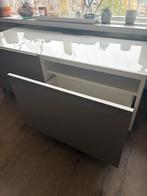 Ikea Besta wit met glasplaat en extra ladefronten, Ophalen, 100 tot 150 cm, Zo goed als nieuw, Minder dan 100 cm