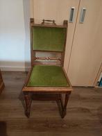 Mooie eikenhouten stoel met ornamenten, Huis en Inrichting, Stoelen, Ophalen, Bruin, Stof, Eén