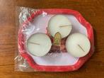 Metalen Blaadje "Kerst" & 3 Gouda Grote Waxinelichten Nieuw, Diversen, Kerst, Ophalen of Verzenden, Nieuw