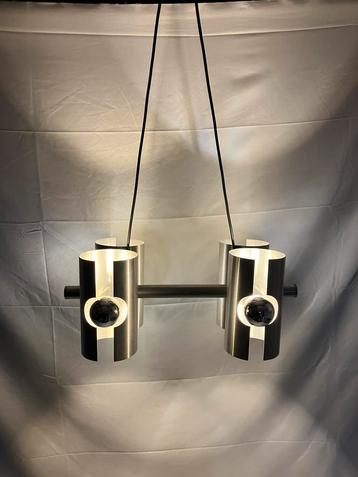 Vintage space age hanglamp, Polam, geborsteld aluminium beschikbaar voor biedingen