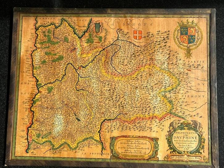 ca1631 antieke landkaart Blaeu W. Delphinatus Vulgo Dauphiné, Boeken, Atlassen en Landkaarten, Landkaart, Nederland, Voor 1800