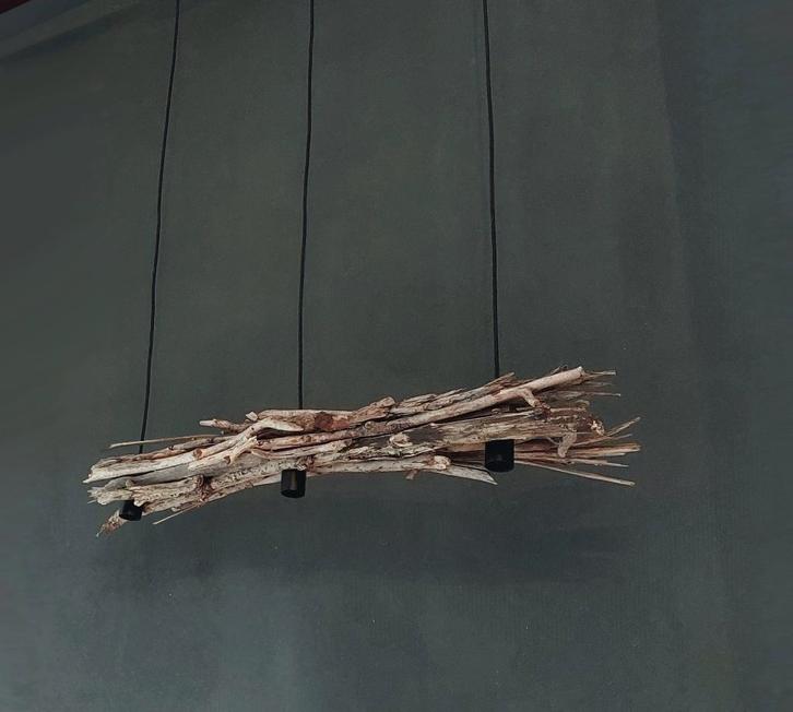 Hanglamp Drijfhout driftwood plafondlamp sober landelijk, Huis en Inrichting, Lampen | Hanglampen, Nieuw, 75 cm of meer, Hout