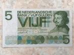 5 gulden 1966, Vondel., Postzegels en Munten, Bankbiljetten | Nederland, Verzenden, 5 gulden, Los biljet