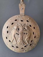 antieke koperen beddenpan Adam en Eva in het paradijs d 30cm, Antiek en Kunst, Ophalen of Verzenden, Koper