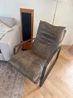 Leren fauteuil  (Eleonora Lex) met metalen frame, Huis en Inrichting, Fauteuils, Ophalen, Gebruikt, Minder dan 75 cm, Leer