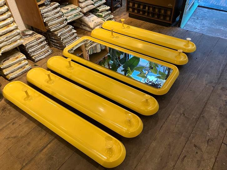 Schonbuch Quadro set (spiegel + 5x kapstokken), Huis en Inrichting, Woonaccessoires | Spiegels, Gebruikt, 100 tot 150 cm, Rechthoekig