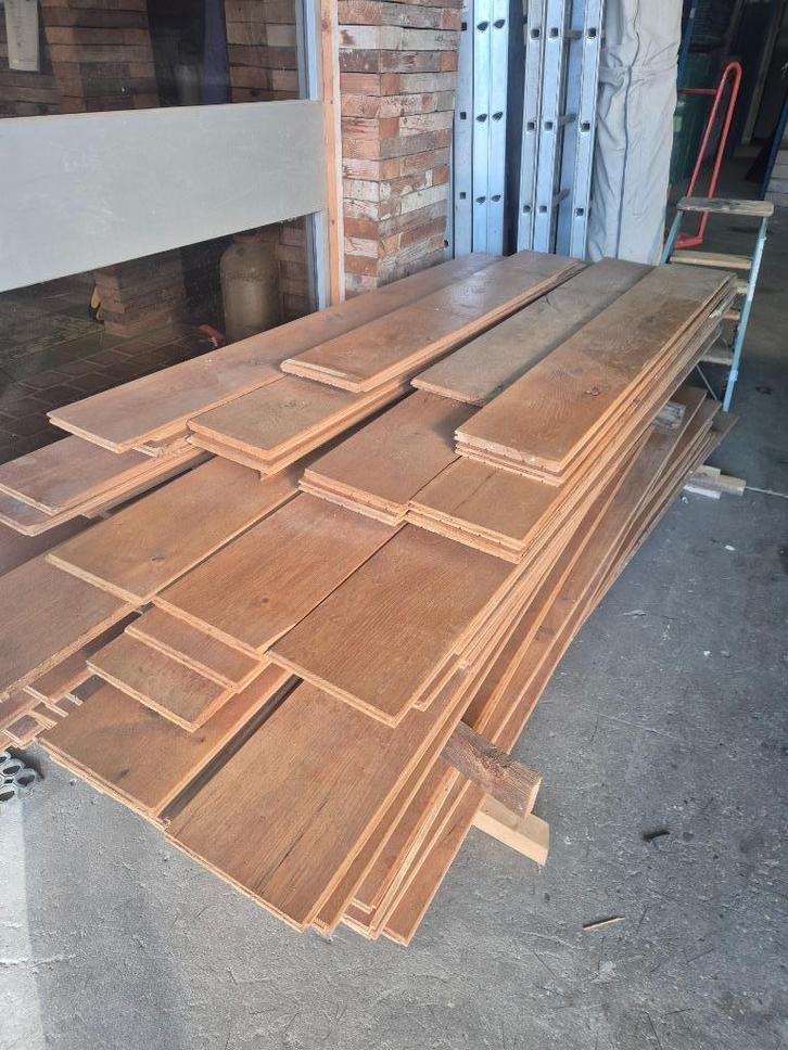 Wit Eiken planken - Vloerdelen - Mes en groef, Doe-het-zelf en Verbouw, Hout en Planken, Gebruikt, Plank, Eiken, Minder dan 200 cm