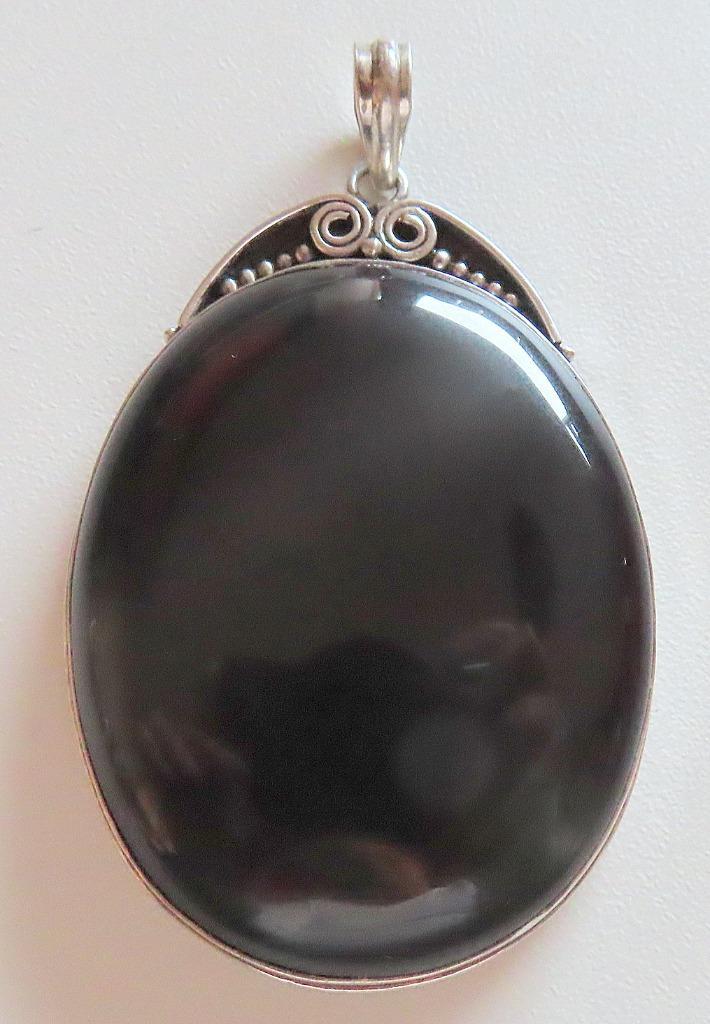 Koopje! Zeer royale zilveren hanger met onyx, incl verzenden, Sieraden, Tassen en Uiterlijk, Kettinghangers, Zo goed als nieuw
