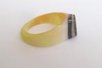Vintage mooie ring van Abalone pauw schelp en hoorn maat 18, Verzenden, Zo goed als nieuw, 17 tot 18, Dame of Heer