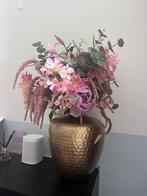 Gouden vaas met groot kunst boeket, Huis en Inrichting, Woonaccessoires | Kunstplanten en Kunstbloemen, Ophalen, Zo goed als nieuw