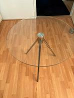 Design glazen bijzettafel, Huis en Inrichting, Ophalen, Zo goed als nieuw, 75 m² of meer, Tapijttegels